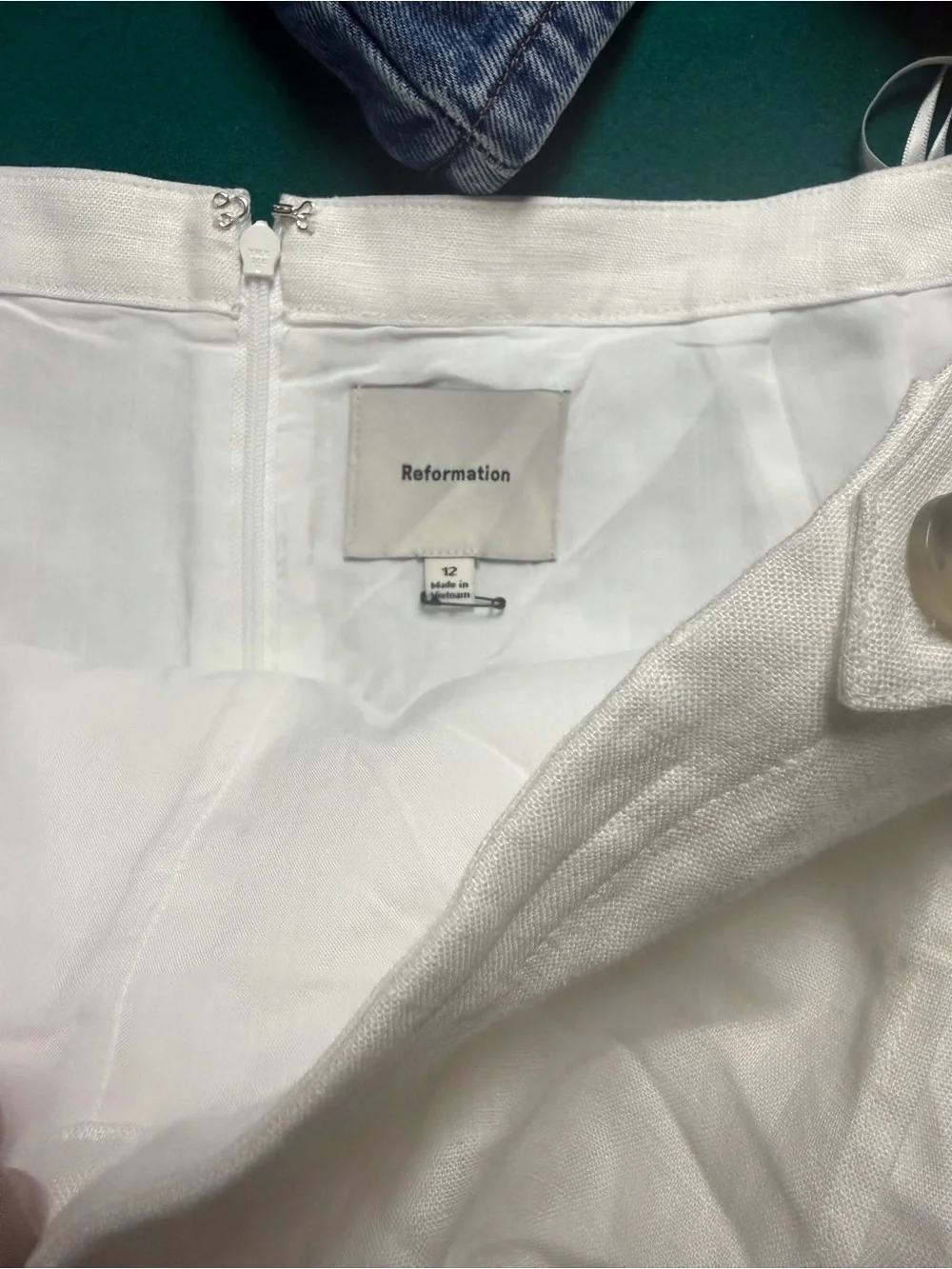 REFORMATION Clover Linen Micro Skort